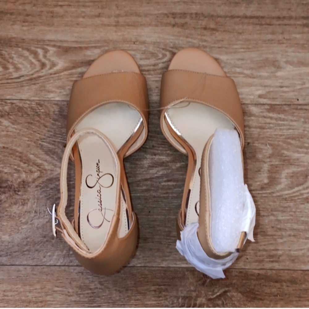 Jessica Simpson Tan Peep Toe Heels